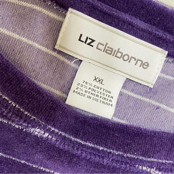 Liz Super Soft & Luxurious Deep Purple Sweater with Silver Metallic Stripes - Picture 5 of 8